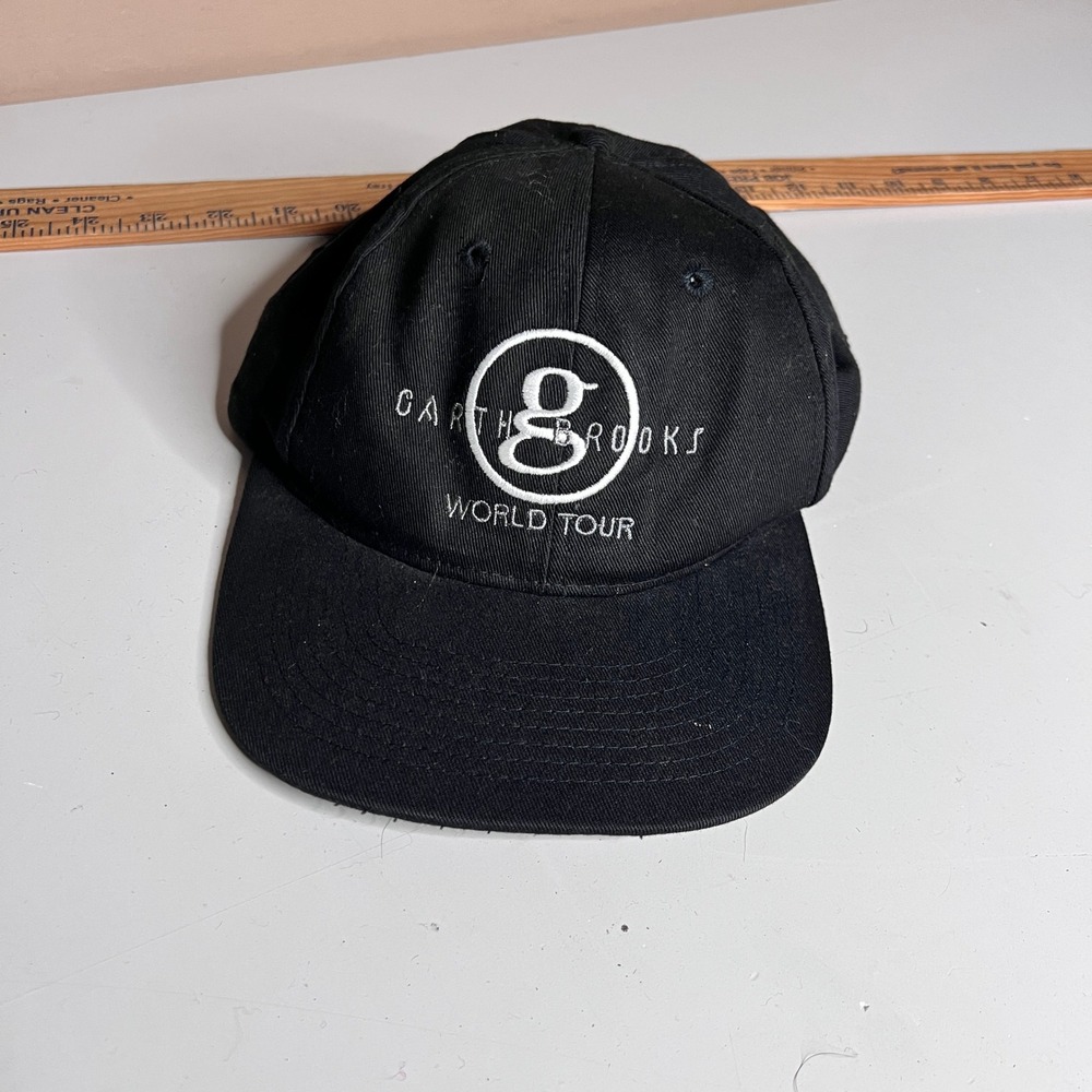 Vintage Garth Brooks World Tour Snapback Hat Black Embroidered Country Music Cap